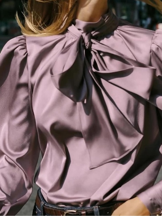 Zara Tops - Zara NWT satin shirt with bow mauve 8946/839